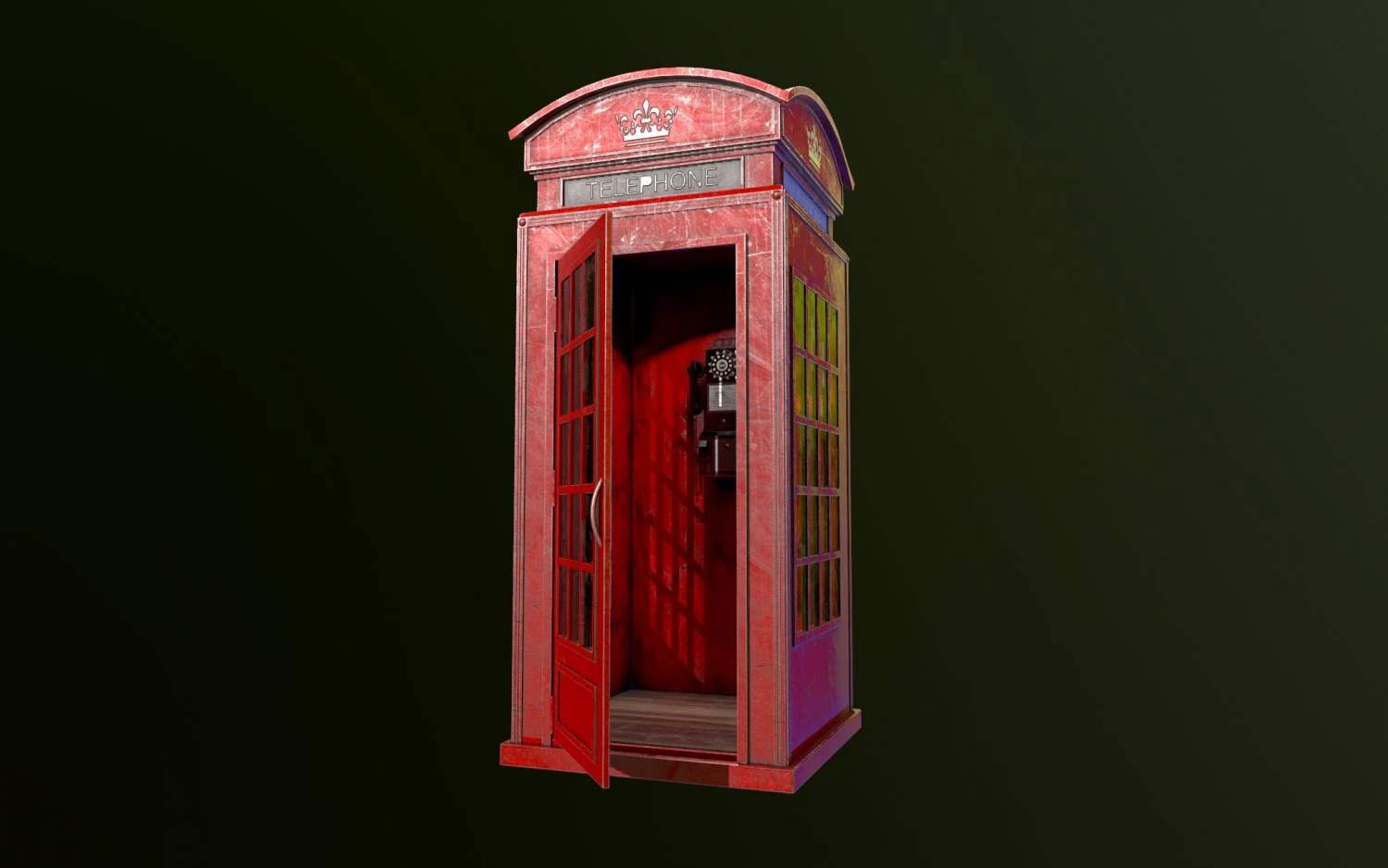 Telephone booth 3D Model .c4d .max .obj .3ds .fbx .stl .blend 