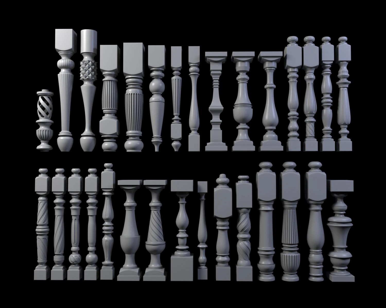 30 baluster 3D Model .c4d .max .obj .3ds .fbx .stl .blend 