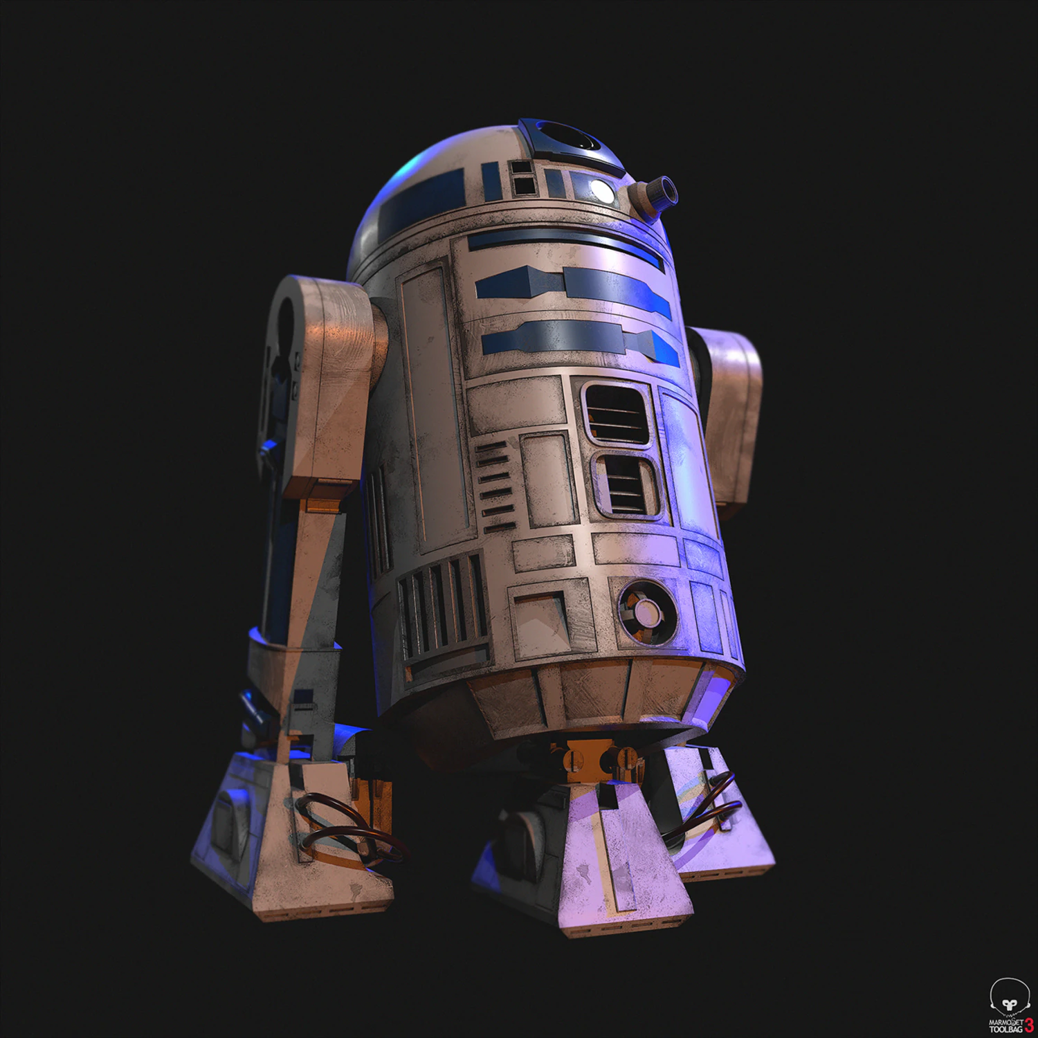 R2D2 Star Wars 3D Model .c4d .max .obj .3ds .fbx .stl .blend 