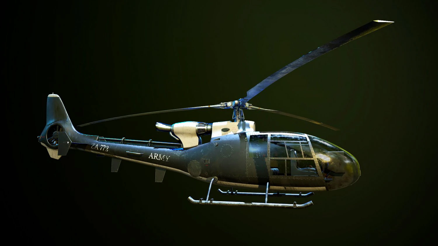 Helicopter SA340 Gazelle 3D Model .c4d .max .obj .3ds .fbx .stl .blend 