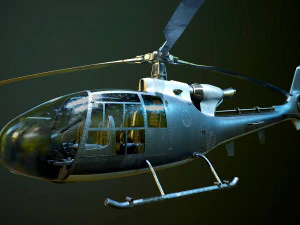Helicopter SA340 Gazelle 3D Model