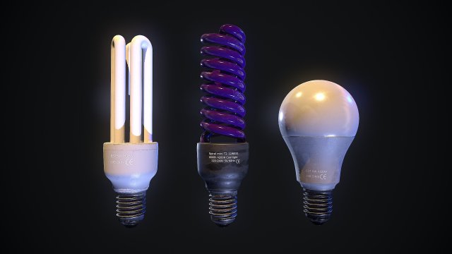 Energy Saving Lamp 3D Model .c4d .max .obj .3ds .fbx .stl .blend 