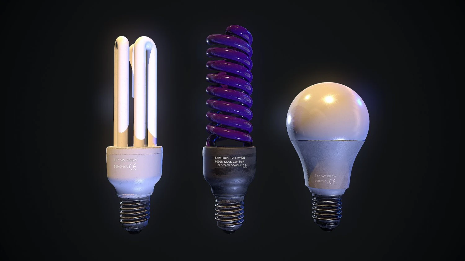 Energy Saving Lamp 3D Model .c4d .max .obj .3ds .fbx .stl .blend 
