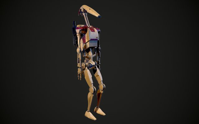 B1 Battle Droid 3D Модель .c4d .max .obj .3ds .fbx .stl .blend 