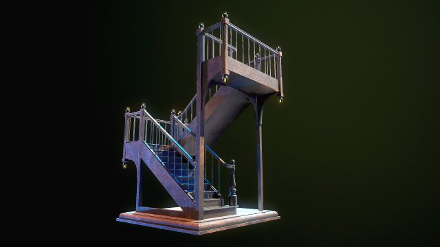 Stairs Model 3D .c4d .max .obj .3ds .fbx .stl .blend 