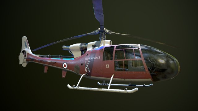 Helicopter SA340 Gazelle 3D Model .c4d .max .obj .3ds .fbx .stl .blend 