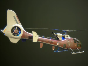 Helicopter SA340 Gazelle 3D Model