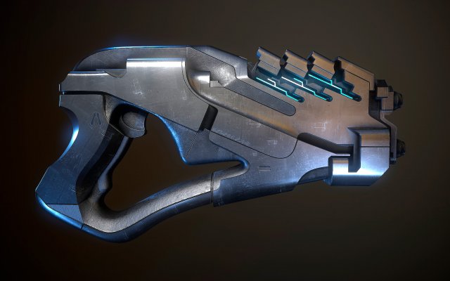 Arc Pistol Mass Effect 3D Model .c4d .max .obj .3ds .fbx .stl .blend 