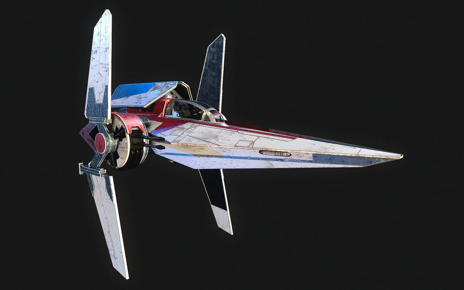 V - Wing Star Wars 3D Model .c4d .max .obj .3ds .fbx .stl .blend 