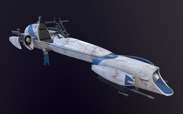Barc Speeder Star Wars 3D Модель .c4d .max .obj .3ds .fbx .stl .blend 