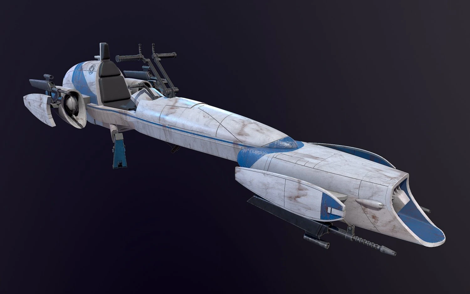 Barc Speeder Star Wars 3D Model .c4d .max .obj .3ds .fbx .stl .blend 