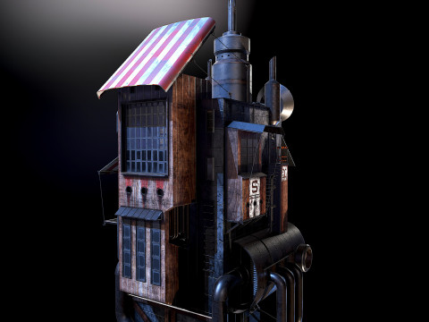 Steampunk building Modello 3D