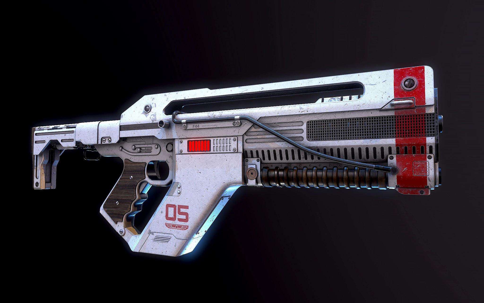 F44AA Rifle Alien&iacute;gena Romulus Modelo 3D .c4d .max .obj .3ds .fbx .stl .blend 