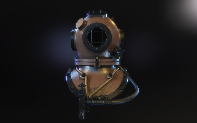 Diving Helmet 3D Model .c4d .max .obj .3ds .fbx .stl .blend 