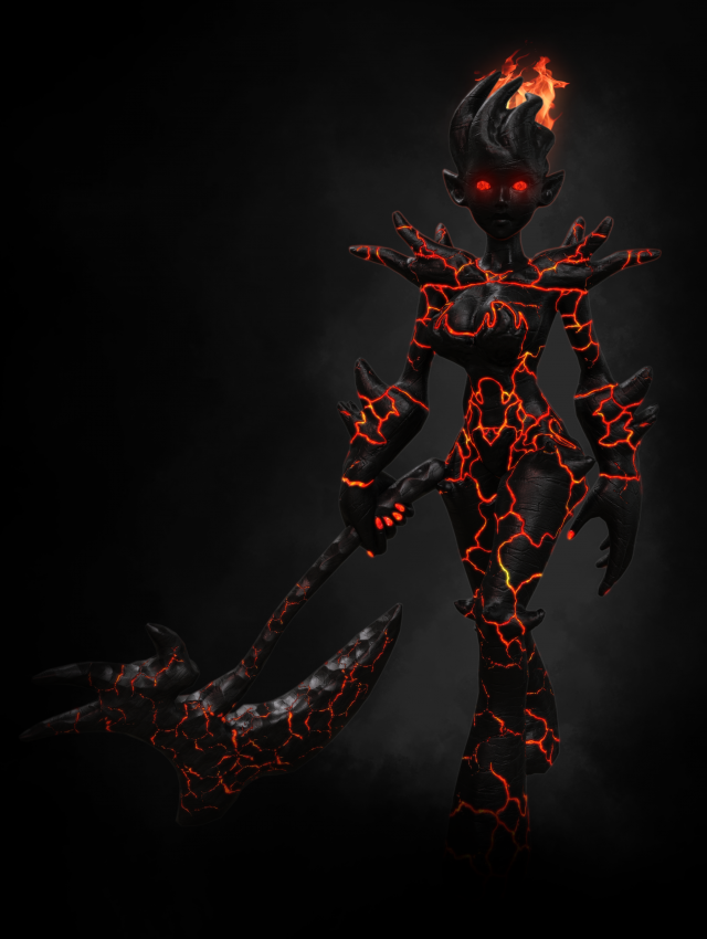 female fire elemental 3D-Modell .c4d .max .obj .3ds .fbx .stl .blend 