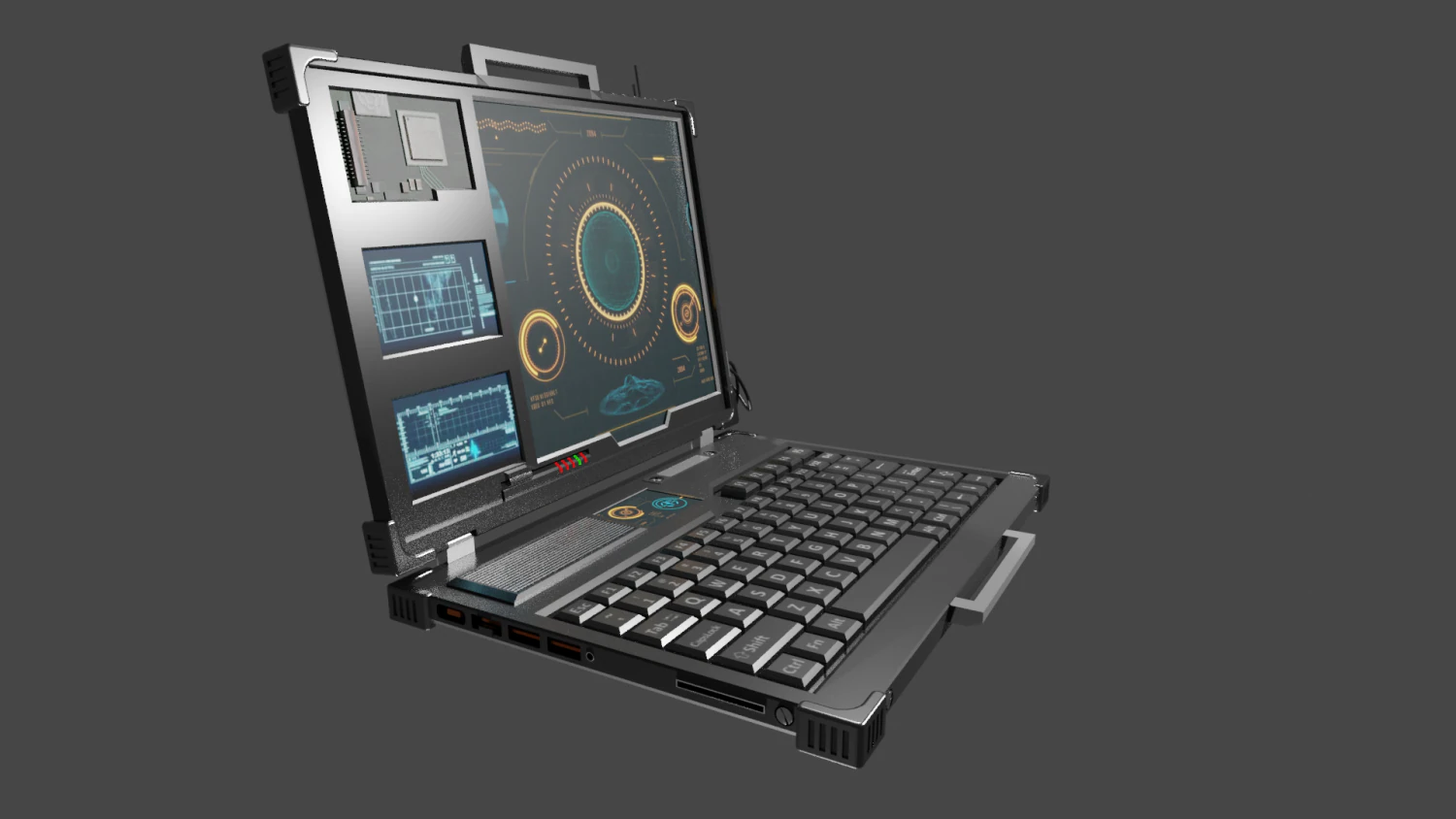 cyberpunk laptop 3D Model .c4d .max .obj .3ds .fbx .stl .blend 