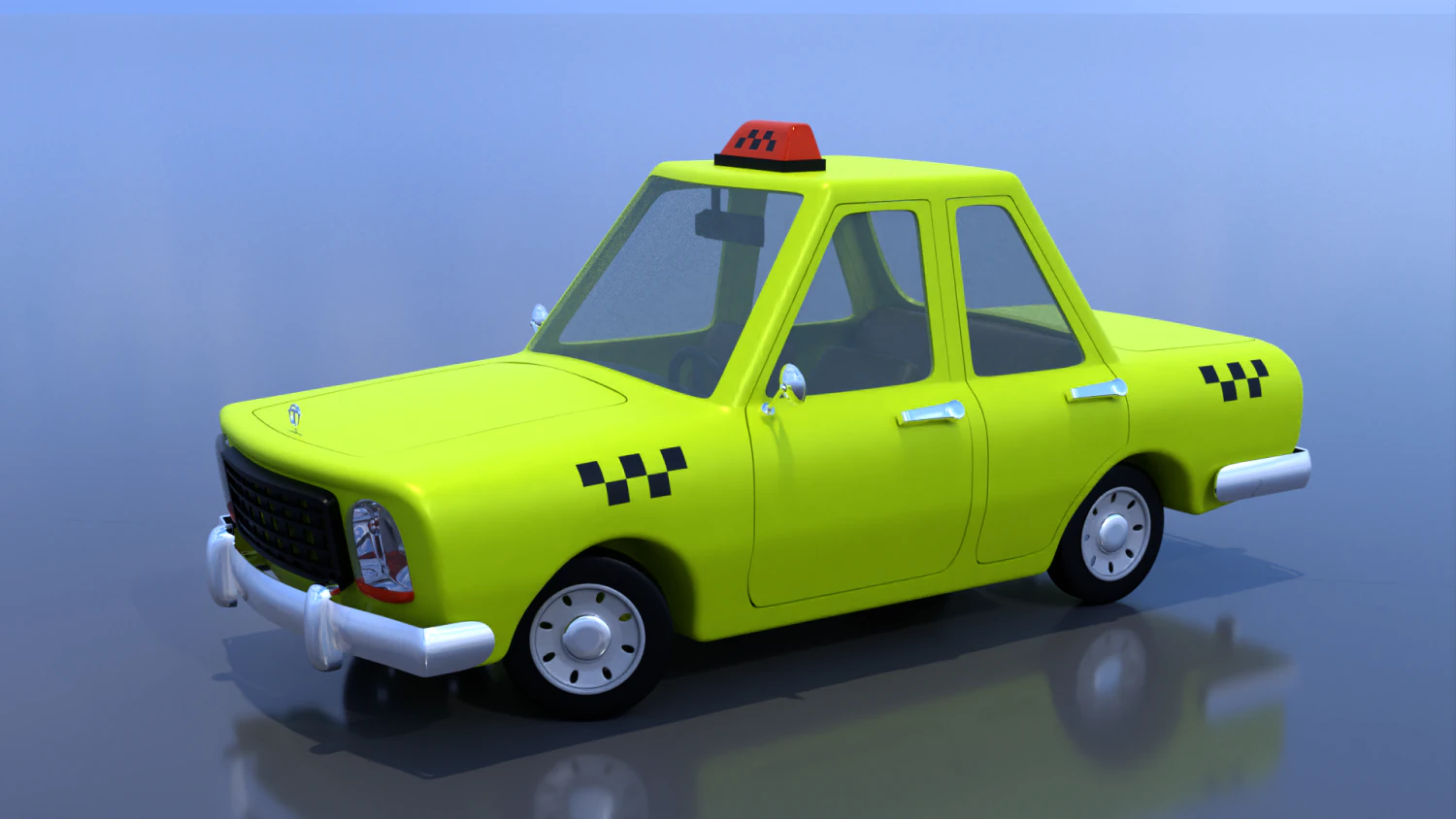 taxi de dibujos animados Modelo 3D .c4d .max .obj .3ds .fbx .stl .blend 