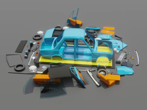 Vaz 2101 cartoon 3D Model