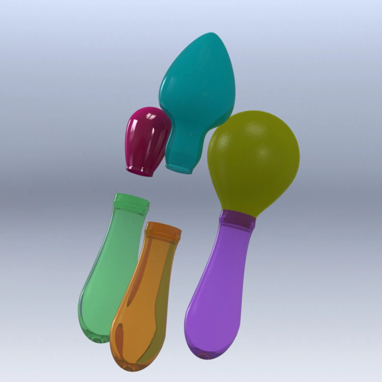 shaker instrument maraca with 3 diffrent head 3D Model .c4d .max .obj .3ds .fbx .stl .blend 