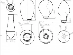 shaker instrument maraca with 3 diffrent head 3D Model