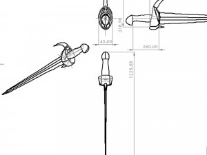 horned sword Model 3D