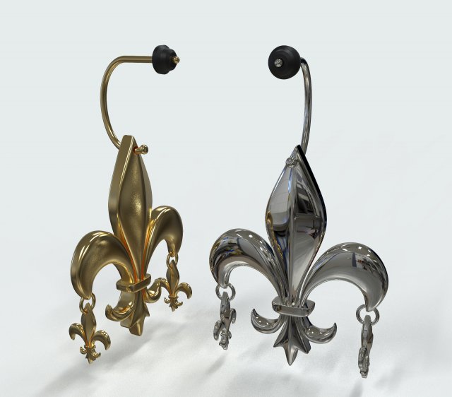 fleur de lis earring 3D 模型 .c4d .max .obj .3ds .fbx .stl .blend 