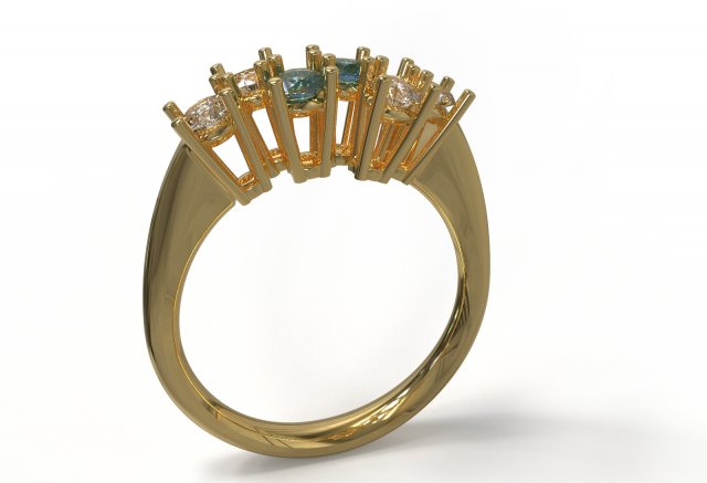 sapphire and diamond ring 3D Model .c4d .max .obj .3ds .fbx .stl .blend 