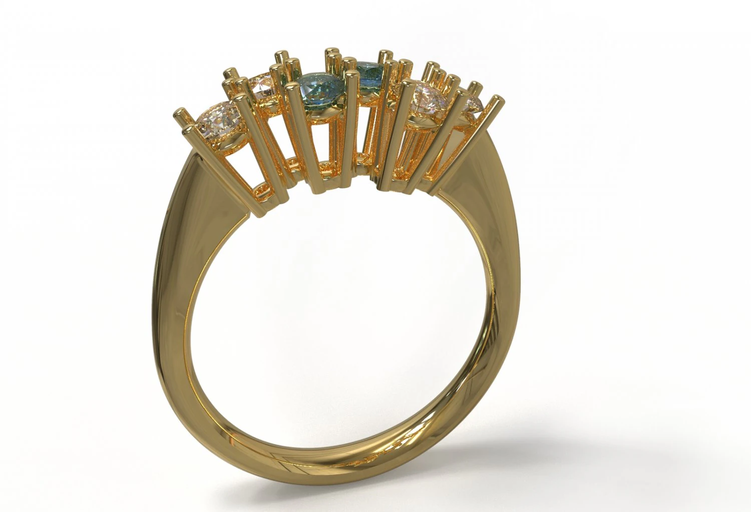 sapphire and diamond ring 3D Model .c4d .max .obj .3ds .fbx .stl .blend 