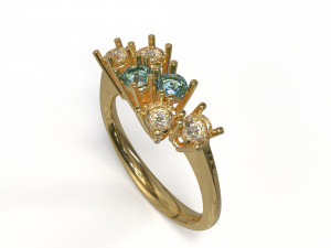 sapphire and diamond ring 3D Model
