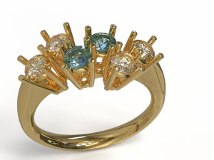 sapphire and diamond ring 3D Model