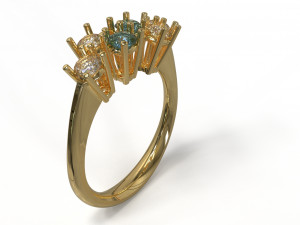 sapphire and diamond ring 3D Model