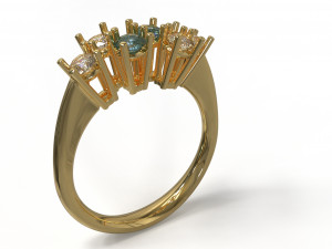 sapphire and diamond ring 3D Model