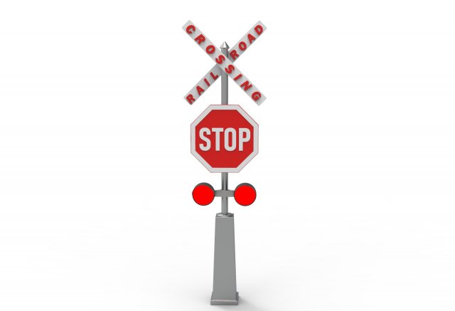 Rail road crossing stop sign Modelo 3D .c4d .max .obj .3ds .fbx .stl .blend 