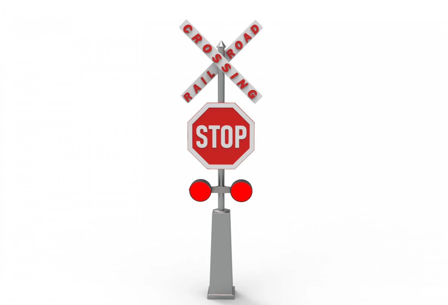 Rail road crossing stop sign 3D Model .c4d .max .obj .3ds .fbx .stl .blend 
