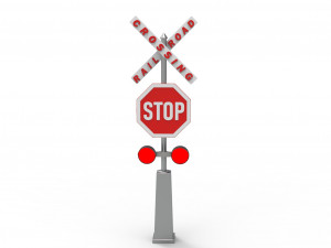 Rail road crossing stop sign 3D Model
