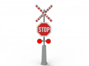 Знак остановки железнодорожного переезда 3D Модель