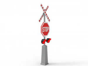 Rail road crossing stop sign 3D Model