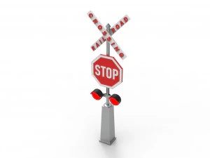 Rail road crossing stop sign 3D Model