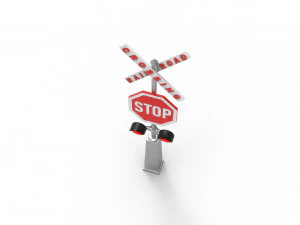 Rail road crossing stop sign 3D Model