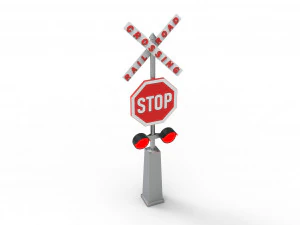 Rail road crossing stop sign 3D Model