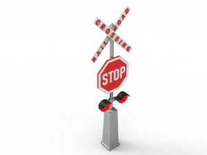 Rail road crossing stop sign 3D Model