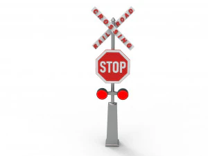 Rail road crossing stop sign 3D Model