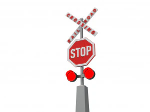 Rail road crossing stop sign 3D Model