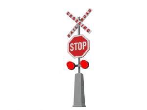 Rail road crossing stop sign 3D Model