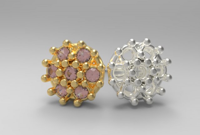Flower earing- 1mm stones 3D प्रिंट मॉडल .c4d .max .obj .3ds .fbx .stl .blend