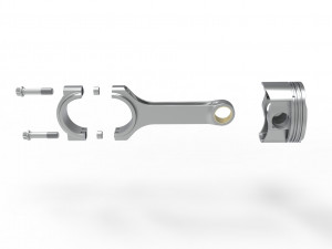 Piston and connecting rod 3D Model
