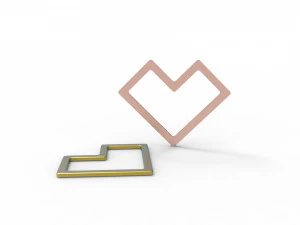 Square wire heart pendant 3D Print Model