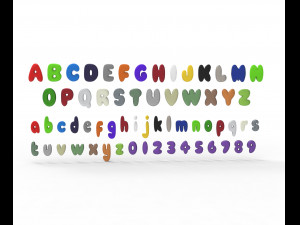 Nugget Alphabet and numbers Model 3D