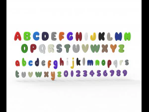 Nugget Alphabet and numbers 3D Model
