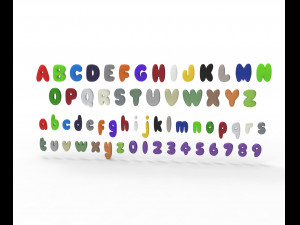 Nugget Alphabet and numbers Model 3D